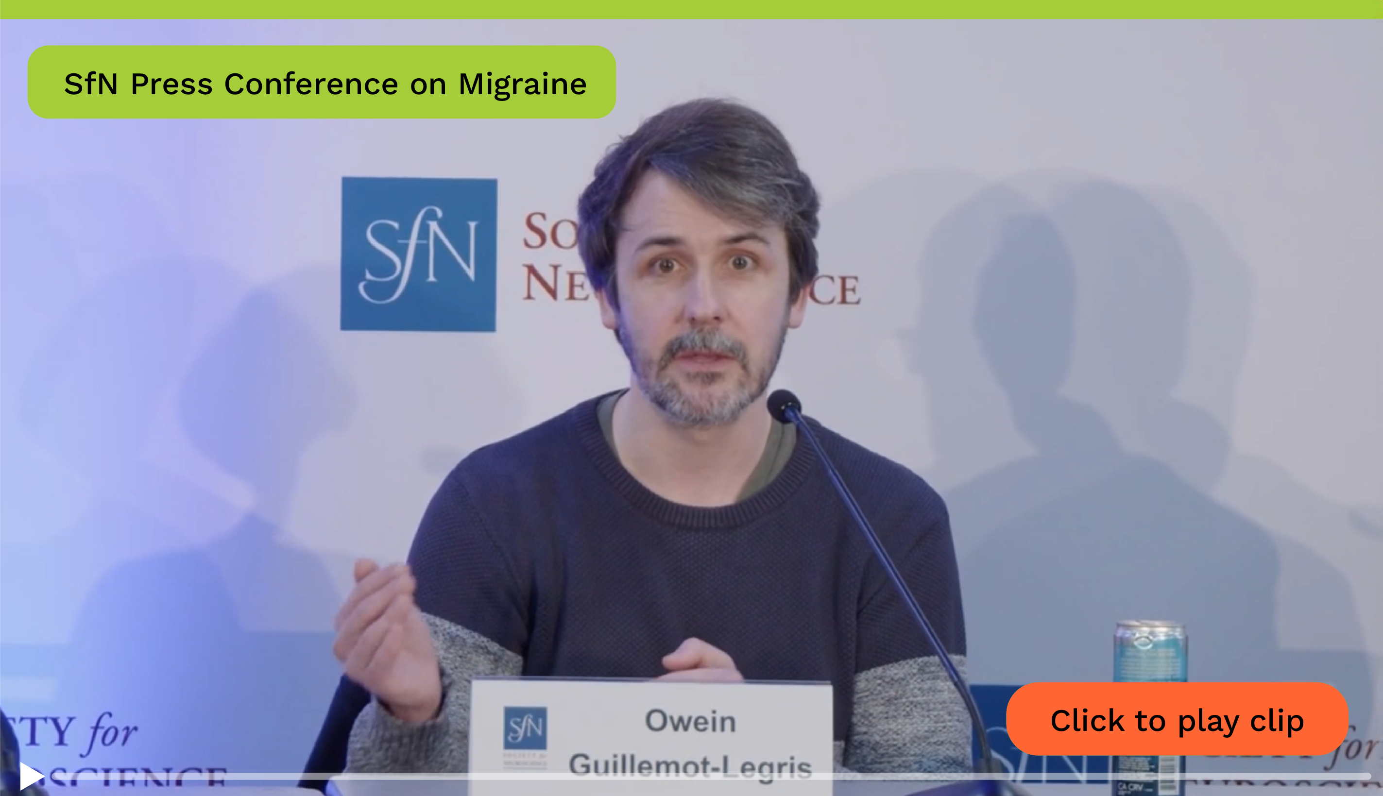 Owein Guillemot-Legris at SFN answering a question about Psilocybin treatment of migraine.